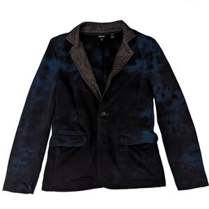 Diesel Indigo Blue Jacket Tie Dye Lightweight Blazer Denim Ink Dyed Knit 12